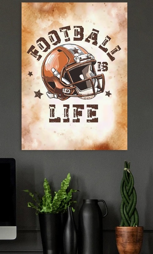 Football is Life Helmet Art — metal poster wall art by Lineer